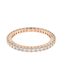 Swarovski Vittore Ring Round Cut Rose Gold-Tone Plated In White