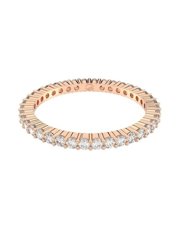 Swarovski Vittore Ring Round Cut Rose Gold-Tone Plated In White 1 Swarovski Vittore Ring Round Cut Rose Gold-Tone Plated In White