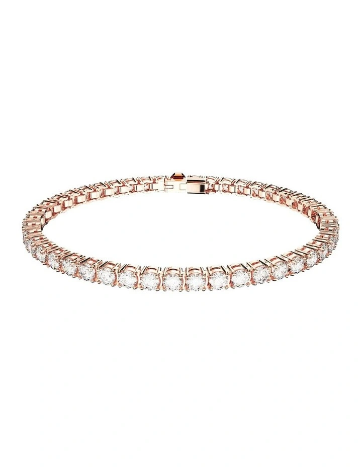 Swarovski Matrix Tennis Bracelet Round Cut Small Rose Gold-Tone Plated In White 1 Swarovski Matrix Tennis Bracelet Round Cut Small Rose Gold-Tone Plated In White