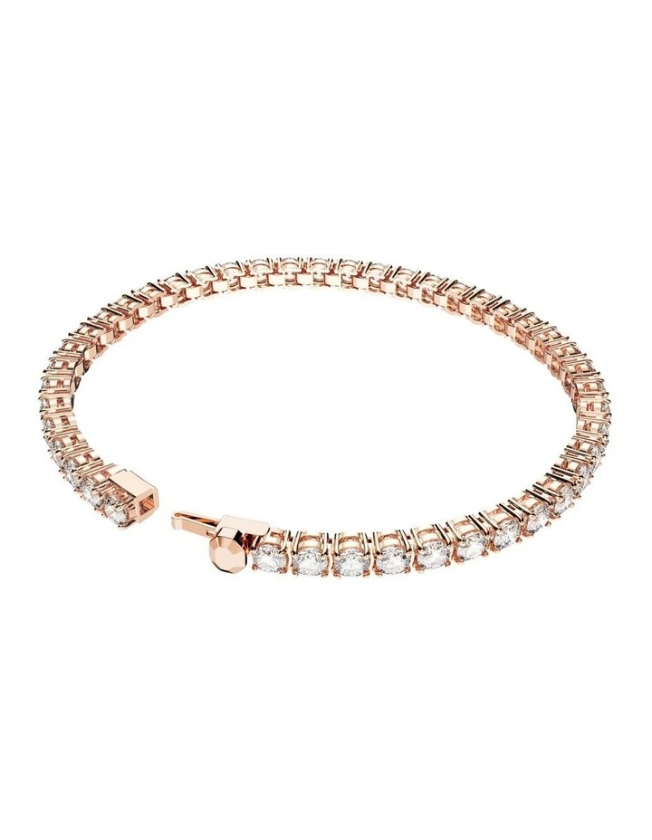 Swarovski Matrix Tennis Bracelet Round Cut Small Rose Gold-Tone Plated In White 4 Swarovski Matrix Tennis Bracelet Round Cut Small Rose Gold-Tone Plated In White - Image 4