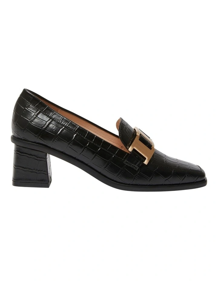 Gable Heeled Leather Shoes In Black Croc Print 1 Gable Heeled Leather Shoes In Black Croc Print