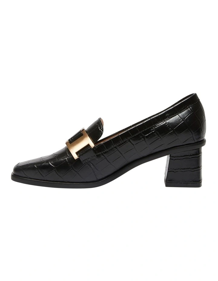 Gable Heeled Leather Shoes In Black Croc Print 3 Gable Heeled Leather Shoes In Black Croc Print - Image 3