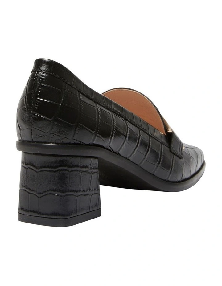 Gable Heeled Leather Shoes In Black Croc Print 4 Gable Heeled Leather Shoes In Black Croc Print - Image 4
