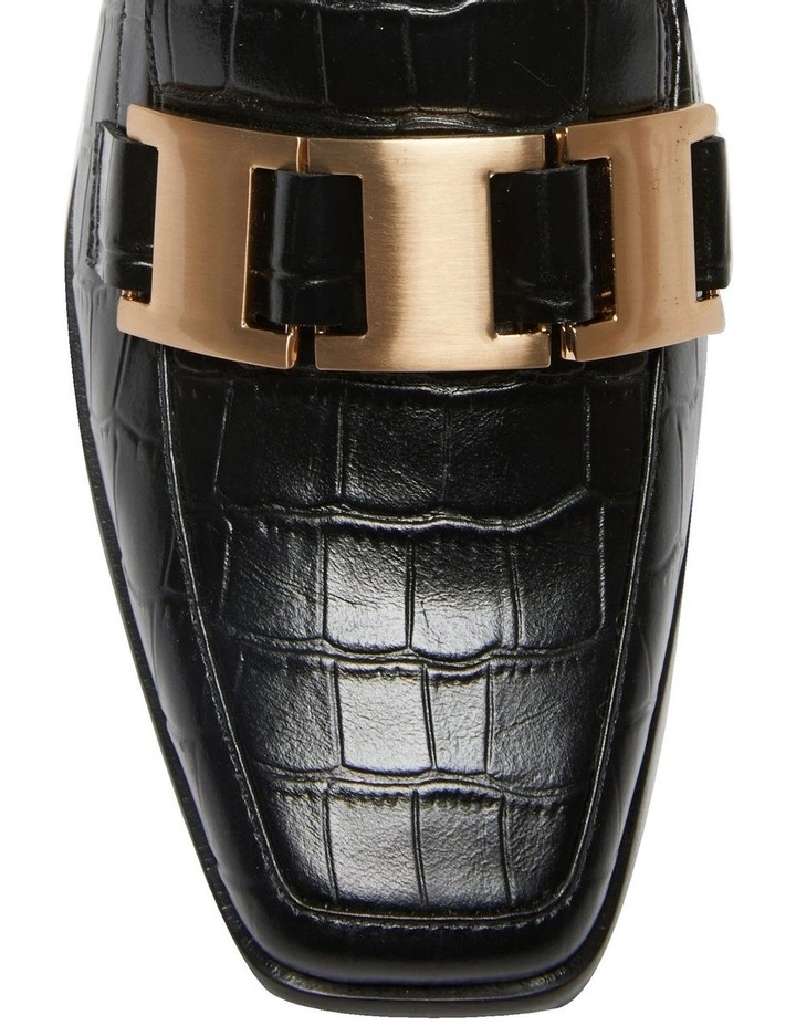 Gable Heeled Leather Shoes In Black Croc Print 7 Gable Heeled Leather Shoes In Black Croc Print - Image 7