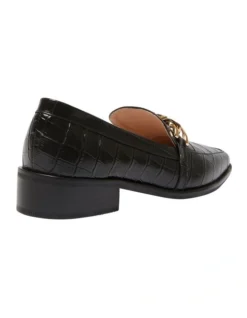 Dalton Flat Leather Loafers In Black Croc Print -Myer Clothing Shop 981173890 4 720x928