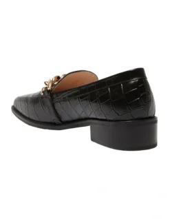 Dalton Flat Leather Loafers In Black Croc Print -Myer Clothing Shop 981173890 6 720x928