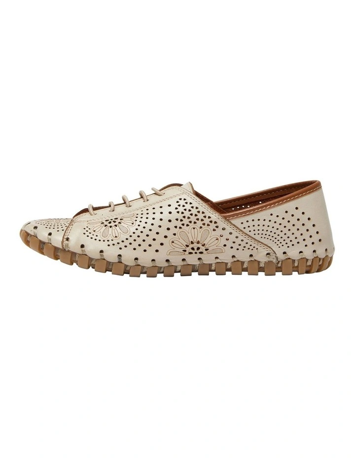Talan Flat Shoes In Off White/Tan Leather 3 Talan Flat Shoes In Off White/Tan Leather - Image 3