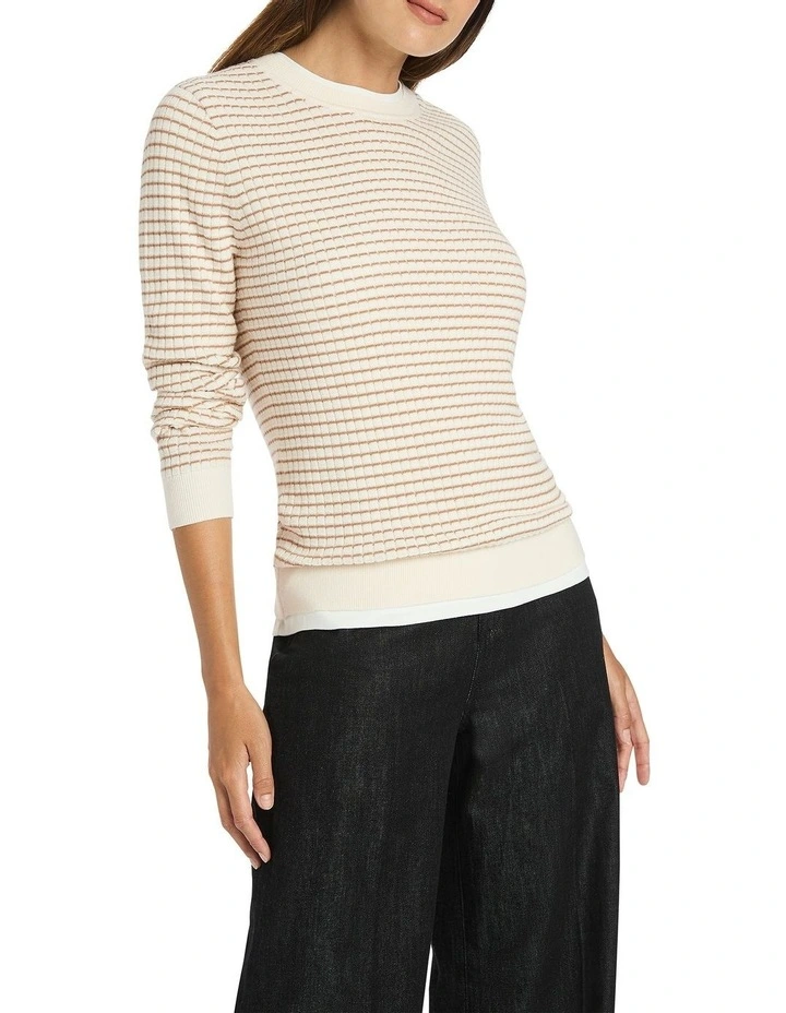 Rinna Striped Rib Knit In Cream 1 Rinna Striped Rib Knit In Cream
