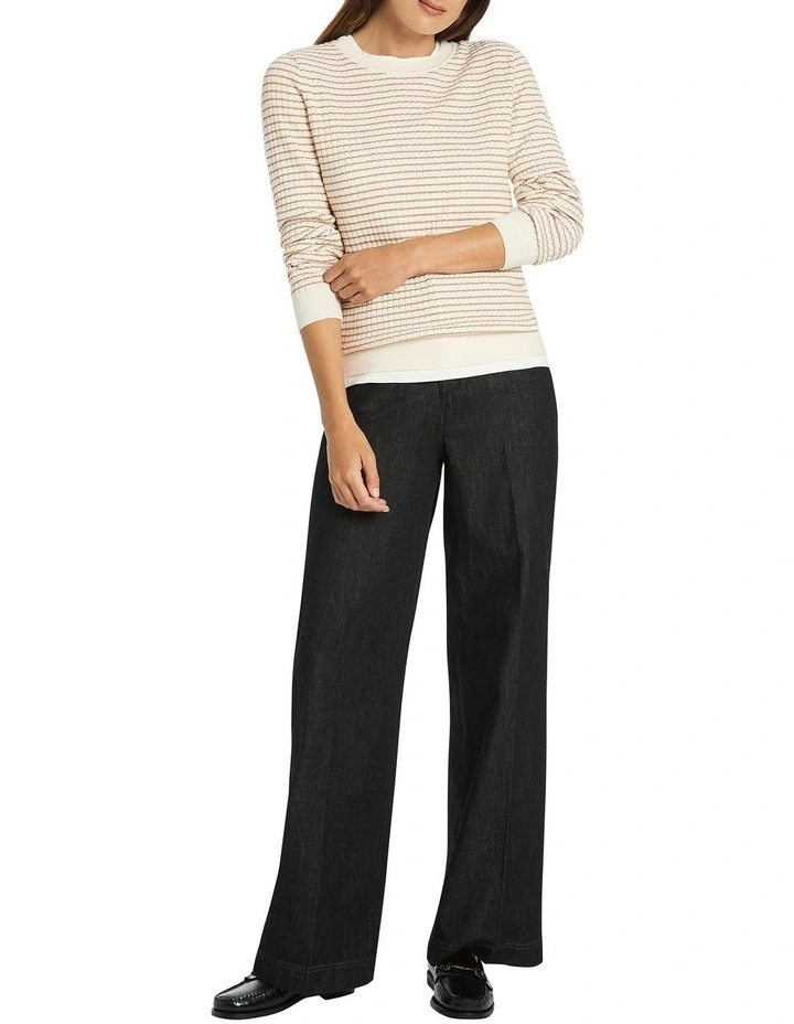 Rinna Striped Rib Knit In Cream 2 Rinna Striped Rib Knit In Cream - Image 2