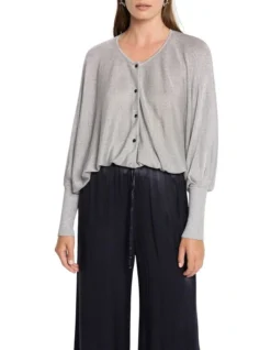 Precious Metal Knit Cardi In Silver -Myer Clothing Shop 981253720 3 720x928