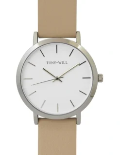Classic Leather Strap In Beige