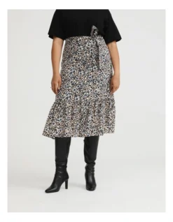 Midnight Floral Midi Skirt In Black Floral