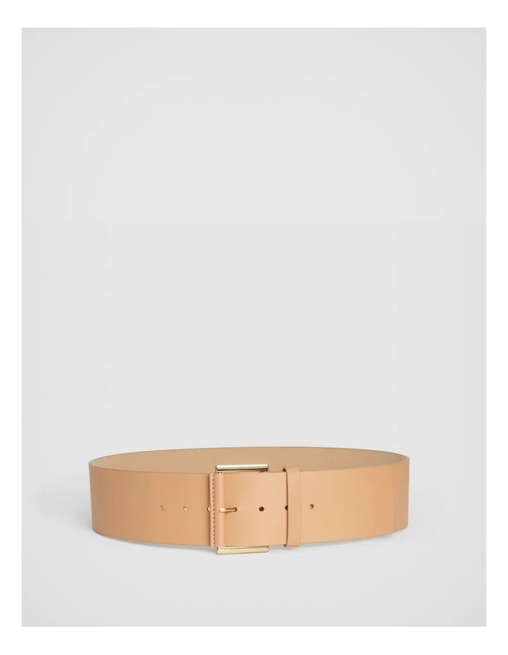Wide Square Buckle Leather Belt In Caramel 1 Wide Square Buckle Leather Belt In Caramel