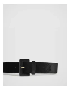 Square Buckle Velvet Belt In Black -Myer Clothing Shop 981665110 3 720x928
