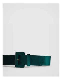 Square Buckle Velvet Belt In Teal Green -Myer Clothing Shop 981665200 3 720x928
