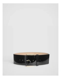 Wide Square Patent Belt In Black Patent
