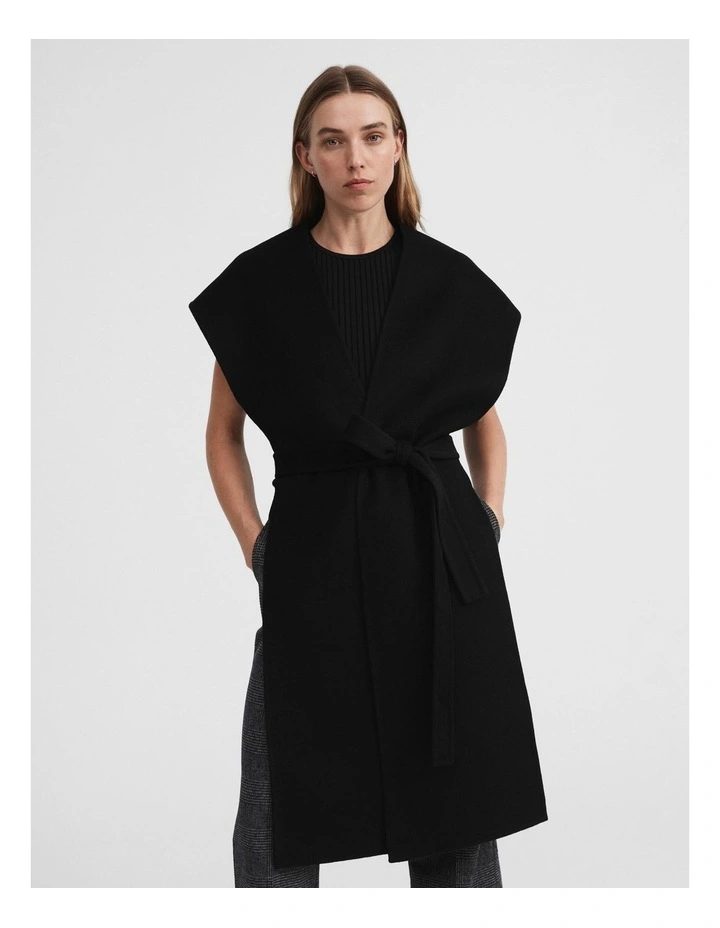Wool Blend Longline Vest In Black 1 Wool Blend Longline Vest In Black