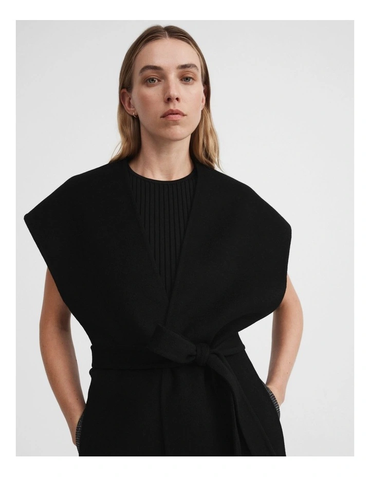 Wool Blend Longline Vest In Black 2 Wool Blend Longline Vest In Black - Image 2
