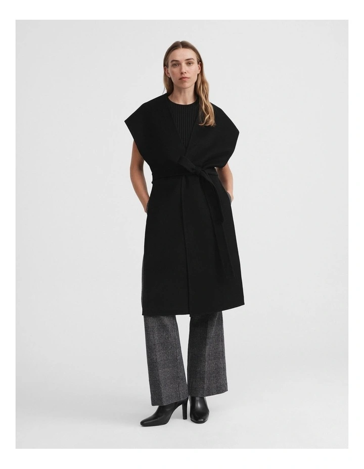 Wool Blend Longline Vest In Black 3 Wool Blend Longline Vest In Black - Image 3