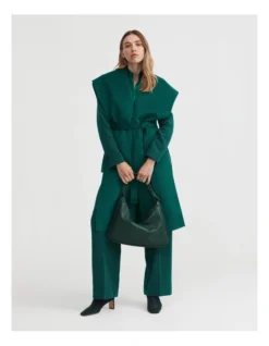 Wool Blend Longline Vest In Petrol Green 7 Wool Blend Longline Vest In Petrol Green -Myer Clothing Shop 981666010 3 720x928