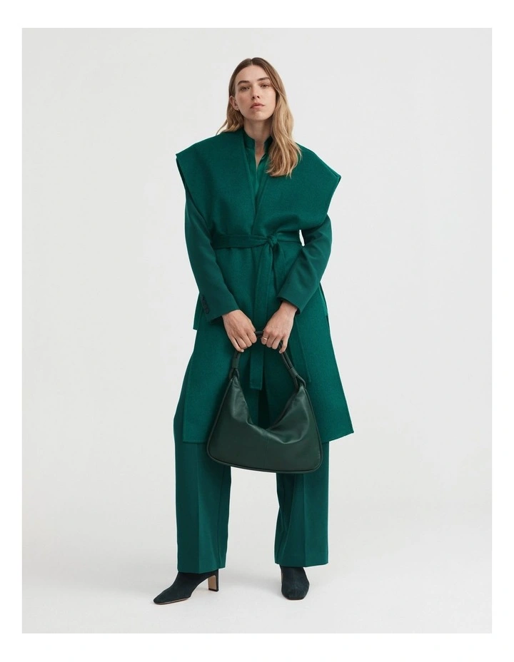 Wool Blend Longline Vest In Petrol Green 3 Wool Blend Longline Vest In Petrol Green - Image 3