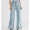 Pocket Detail Wide Leg Jean In Vintage Wash Denim