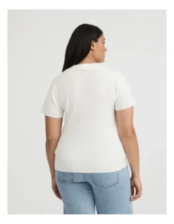 Rib Polo Short Sleeve Knit In Chalk -Myer Clothing Shop 981762580 4 720x928