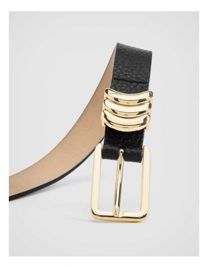 Slim Pebble Leather Belt In Black 3 Slim Pebble Leather Belt In Black - Image 3