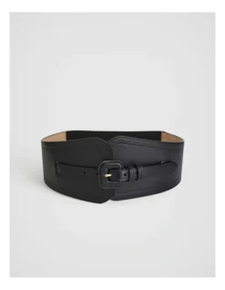 Double Belt Leather Corset In Black