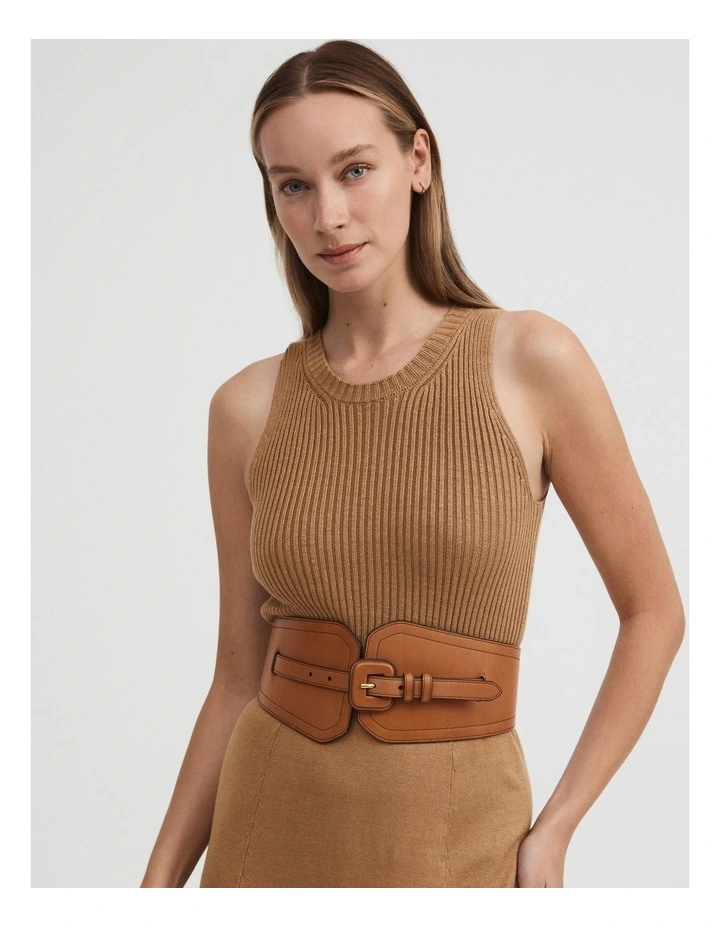 Double Belt Leather Corset In Ginger 2 Double Belt Leather Corset In Ginger - Image 2