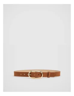 Oval Buckle Suede Belt In Ginger