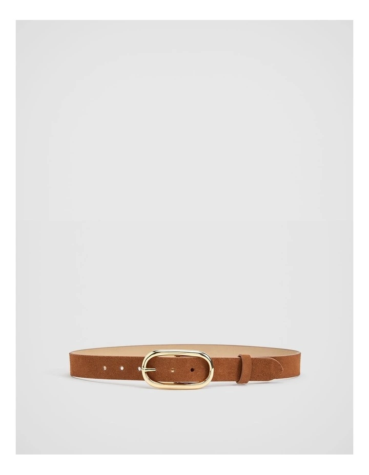 Oval Buckle Suede Belt In Ginger 1 Oval Buckle Suede Belt In Ginger