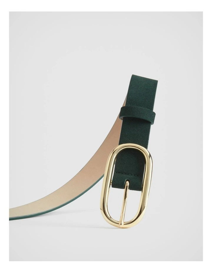 Oval Buckle Suede Belt In Teal Green 3 Oval Buckle Suede Belt In Teal Green - Image 3