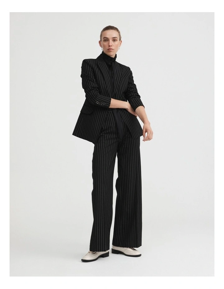 Single-breasted Pinstripe Blazer In Black 3 Single-breasted Pinstripe Blazer In Black - Image 3