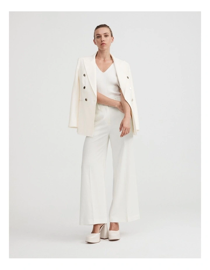 Rib V Neck Short Sleeve Knit In Chalk 3 Rib V Neck Short Sleeve Knit In Chalk - Image 3