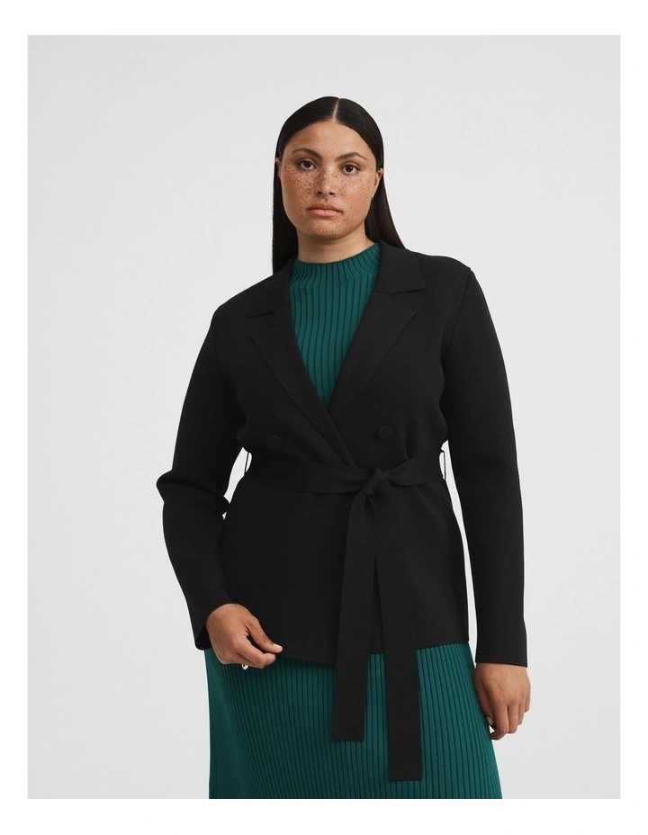 Crepe Knit Blazer In Black 1 Crepe Knit Blazer In Black