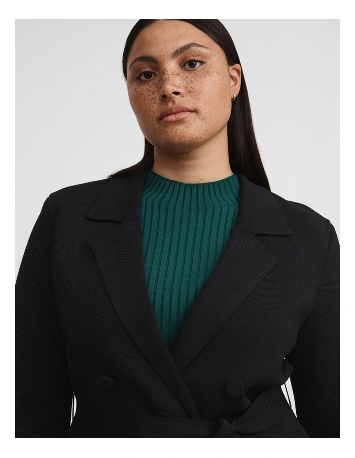 Crepe Knit Blazer In Black 2 Crepe Knit Blazer In Black - Image 2