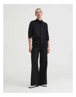 Silk Satin Pussybow Blouse In Black -Myer Clothing Shop 981767170 3 720x928