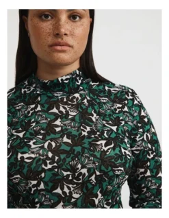 Mesh Folk Blossom Top In Foliage