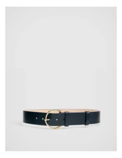 Knot Buckle Leather Belt In Navy