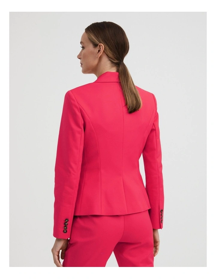 Cotton Blend Double-breasted Blazer In Papaya 4 Cotton Blend Double-breasted Blazer In Papaya - Image 4