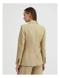 French Linen Seam Detail Single-breasted Blazer In Chartreuse -Myer Clothing Shop 981884440 5 720x928