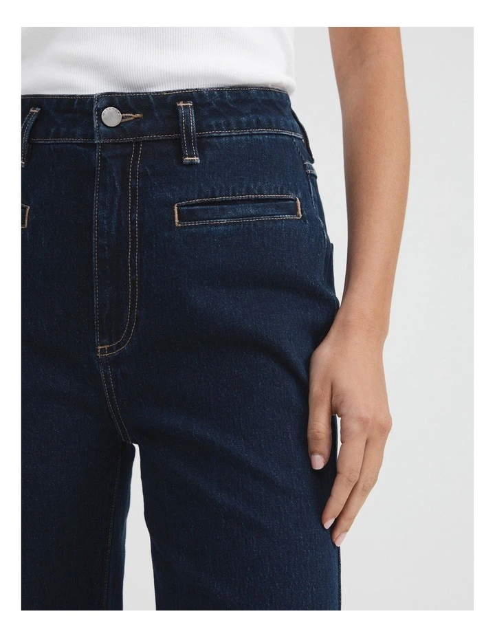 Pocket Detail Wide Leg Jean In Dark Indigo 3 Pocket Detail Wide Leg Jean In Dark Indigo - Image 3