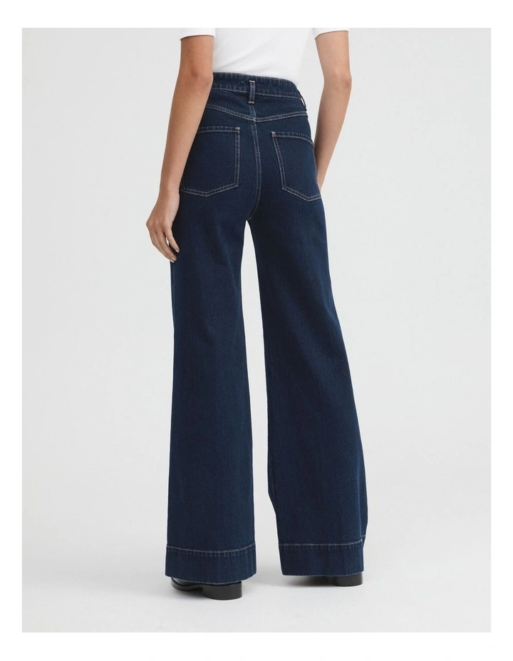 Pocket Detail Wide Leg Jean In Dark Indigo 4 Pocket Detail Wide Leg Jean In Dark Indigo - Image 4