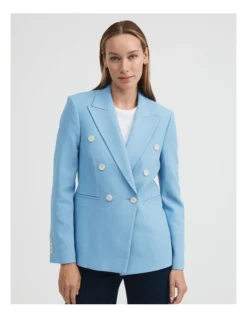 Acetate Blend Double-breasted Blazer In Dusty Blue -Myer Clothing Shop 981885970 4 720x928
