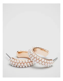 Enchant Pearl Hoop Earrings In Rose Gold