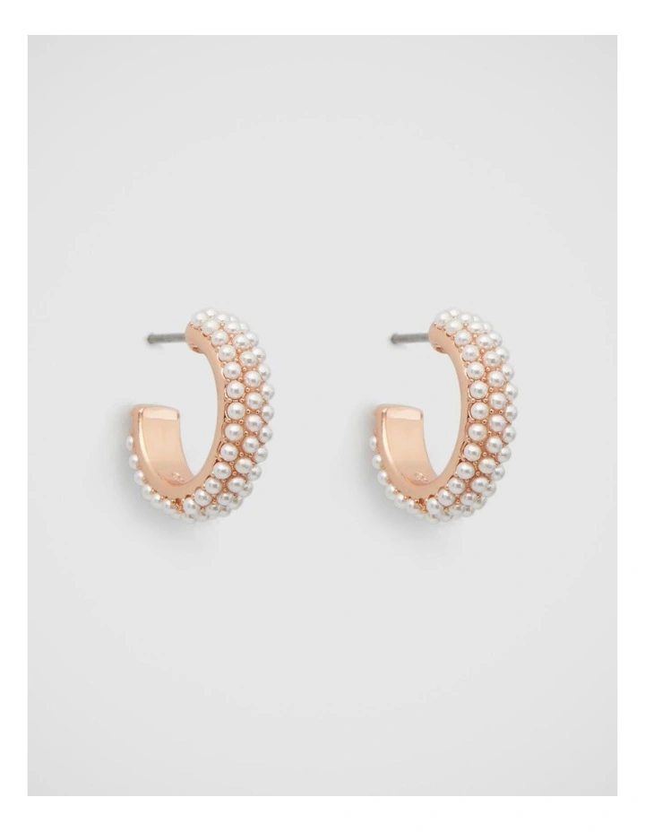 Enchant Pearl Hoop Earrings In Rose Gold 3 Enchant Pearl Hoop Earrings In Rose Gold - Image 3