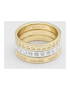 Halo Ring Stack In Gold Silver