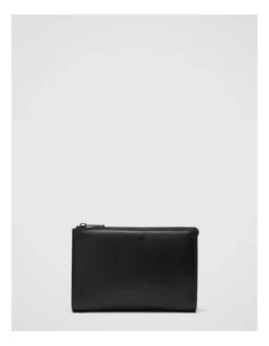 Classico Zip Medium Pouch In Black Gunmetal