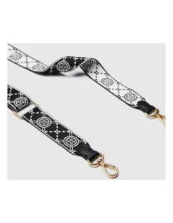 Mim-gram Webbing Bag Strap In Black Light Gold